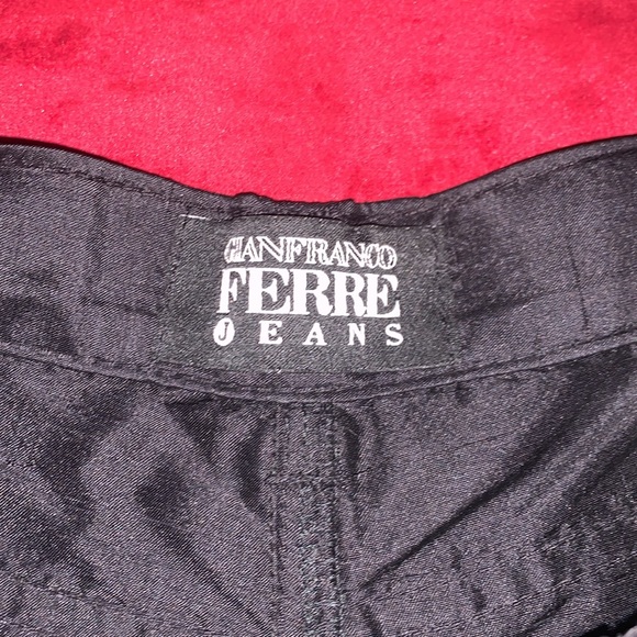 Gianfranco Ferre Jeans Vintage 90s Black Shiny Linen Blend Straight Pants Sz 2 - Picture 3 of 8